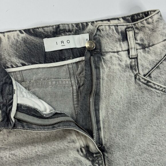 IRO Paris Womens Faded‎ Denim Shorts Dark Grey High Rise Loose Fit Size S (4) - Picture 5 of 8